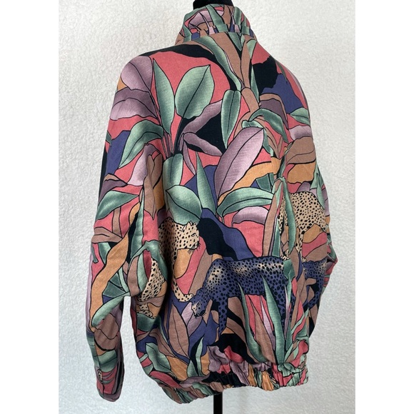 MARI + FÄTOU • Ayah Cats and Leaves Print Oversized Bomber Jacket, S/M - Picture 6 of 16